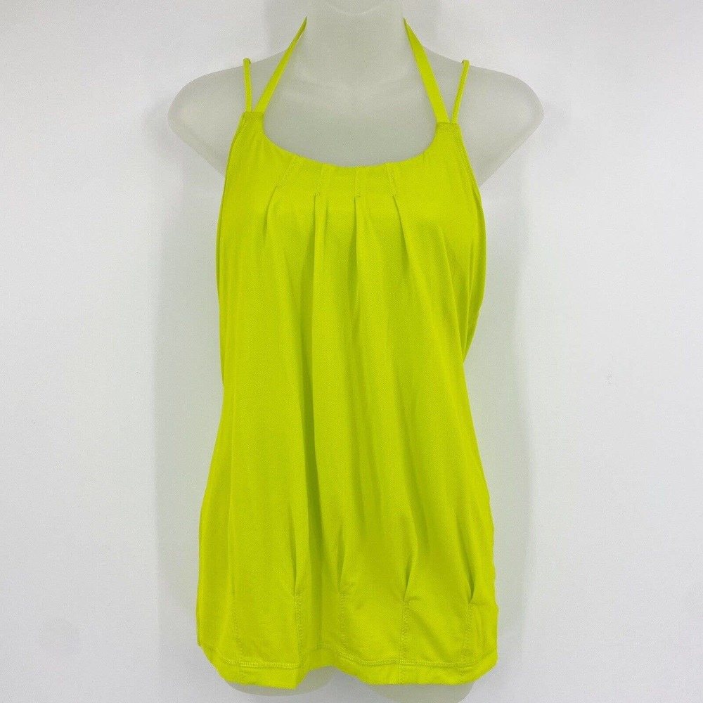Lululemon Flow & Go Tank Strappy Loose Fit Antidote Neon Yellow Sz 6